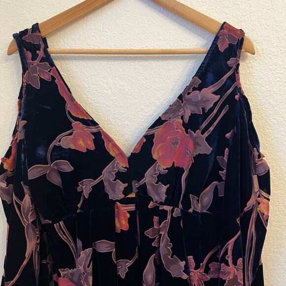 Anama Velvet Burnout Babydoll Dress Small Mini Floral Whimsygoth Dark Romantic - Picture 15 of 16